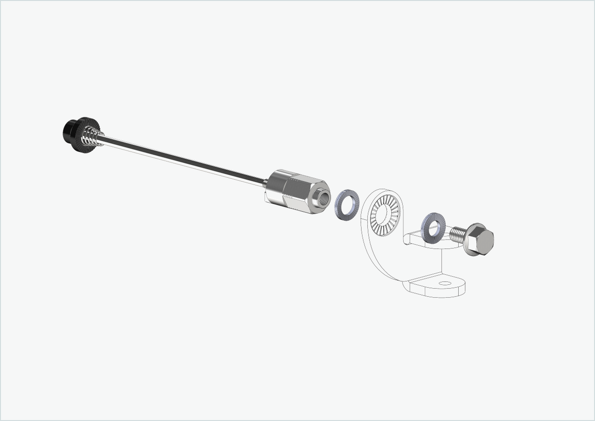 Schnellspannachse mit Adapter Universal | Klemmlänge 143mm - 153mm