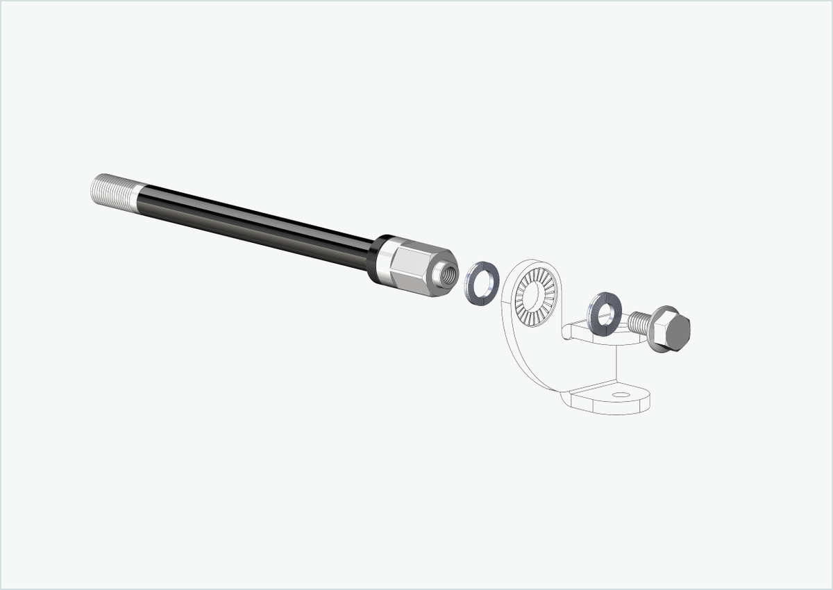 Steckachse mit Adapter Universal / M12 x 1.25