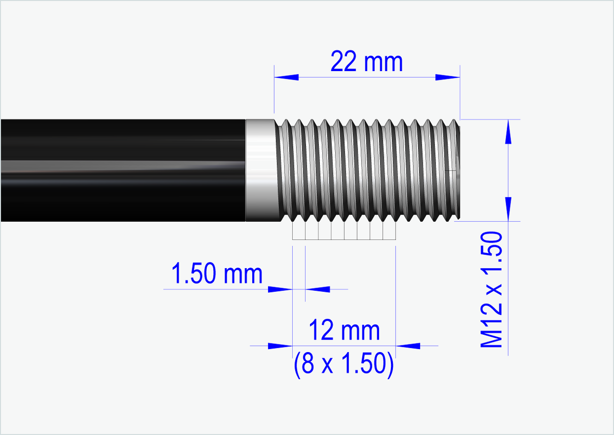 Steckachse Syntace (X-12) mit Adapter / M12 x 1.50 | für Qeridoo und Leggero mit BECCO-System