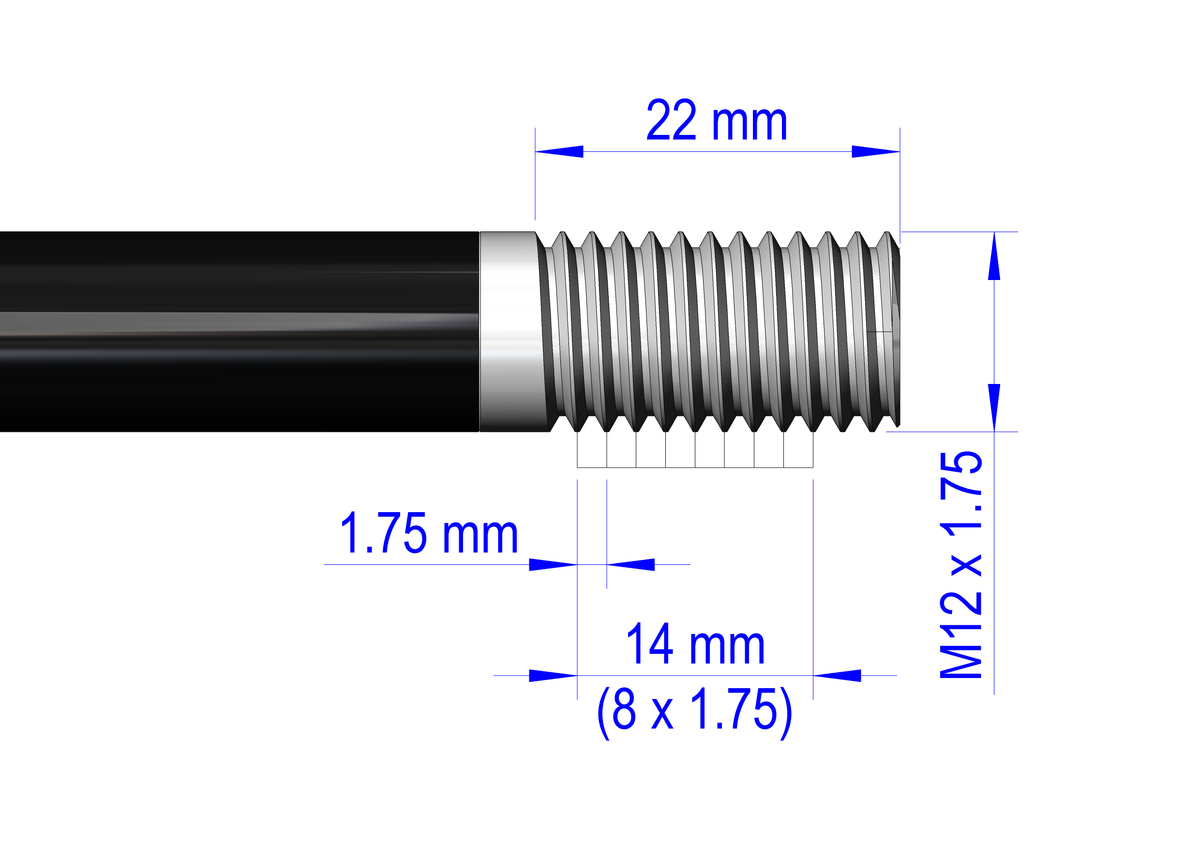 Steckachse mit Adapter / M12 x 1.75 | für Croozer Anhänger ab 2018