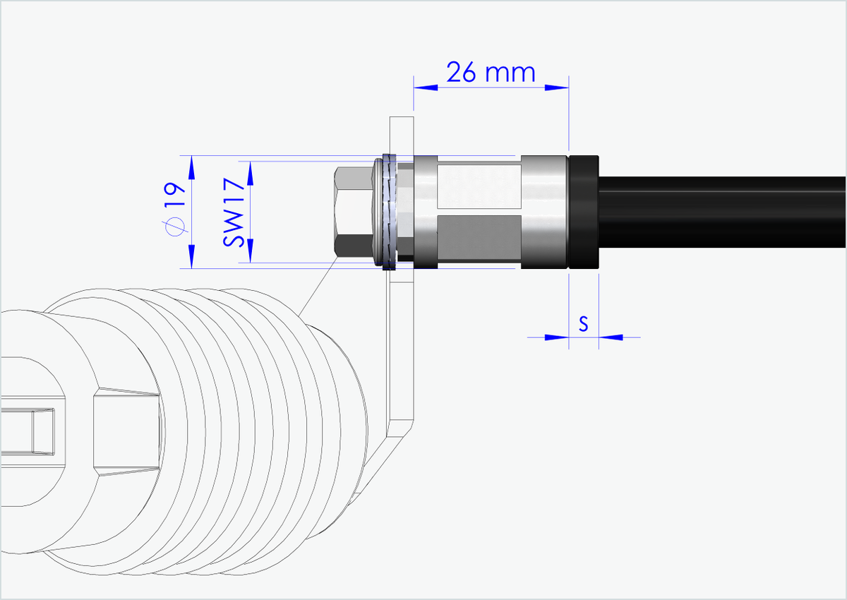 Steckachse mit Polygonadapter / M12 x 1.75