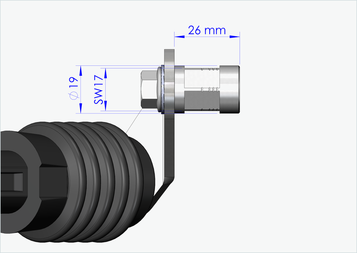 Vollachsen Adapter - FG 9.5 - (3/8 x 26) | für Weber Kupplung E - EL - ES