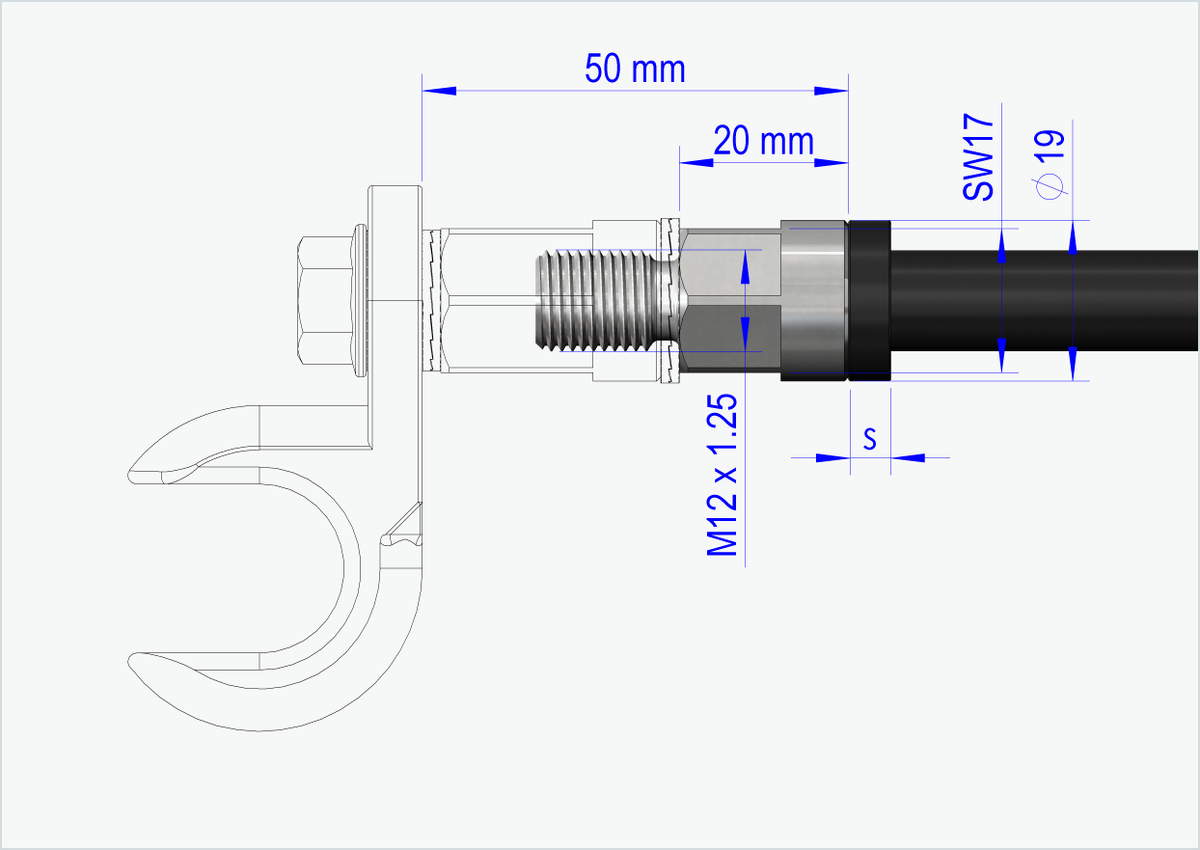 Steckachse mit Wechselsystem / M12 x 1.50