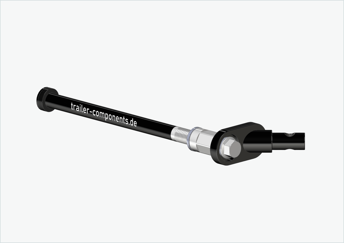 Steckachse mit Adapter Universal für ORBEA | für linkseitiges Gewinde M12 x 1.50 - passend für Thule, Qeridoo, Burley, Prophete, Hamax, Trixie u.v.a.