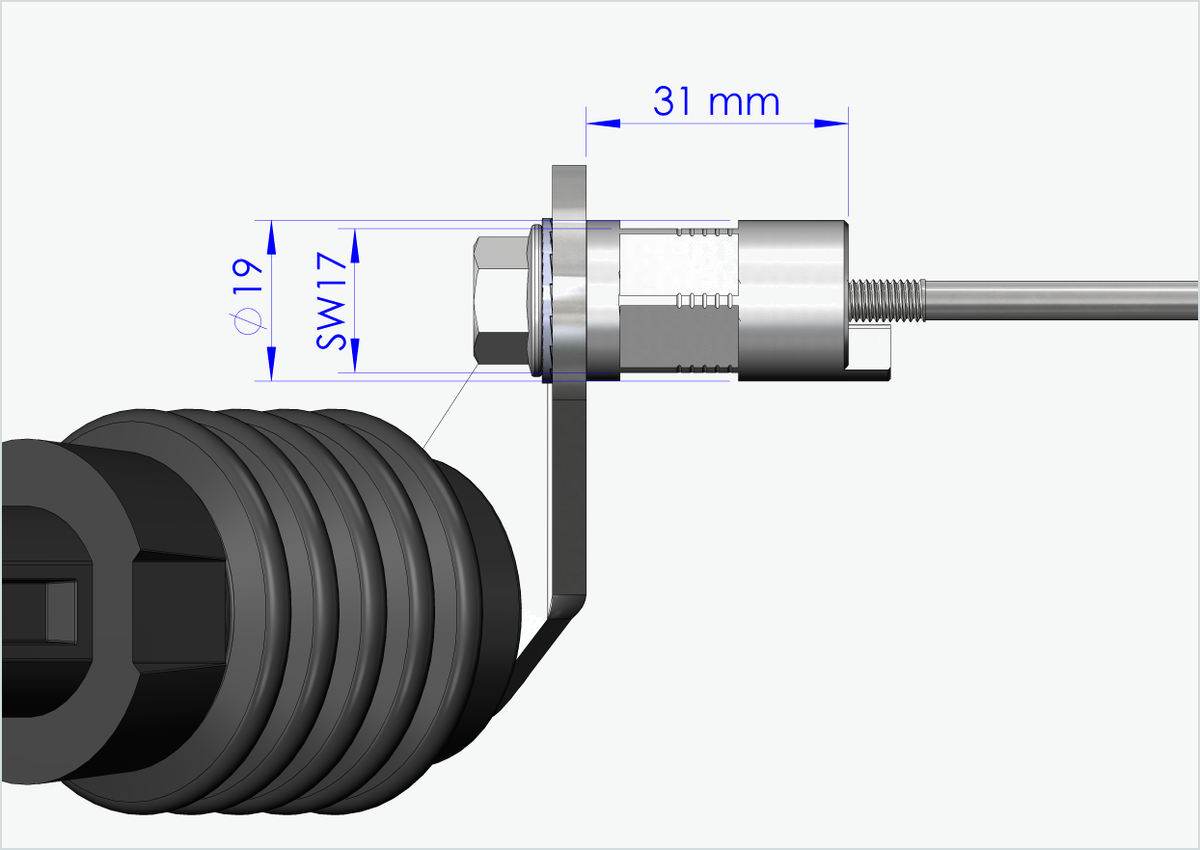 Schnellspannachse mit Polygonadapter | Klemmlänge 154mm - 165mm