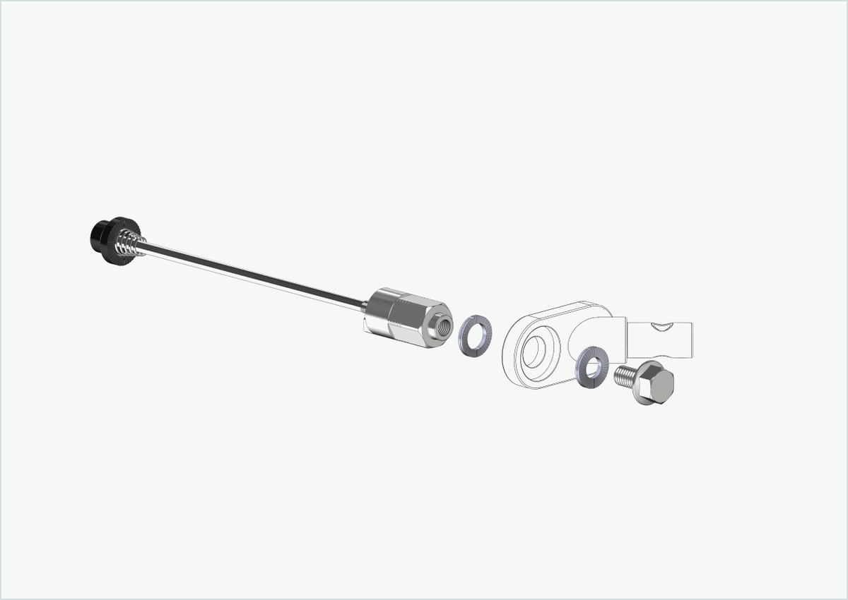Schnellspannachse mit Adapter Universal | Klemmlänge 143mm - 153mm
