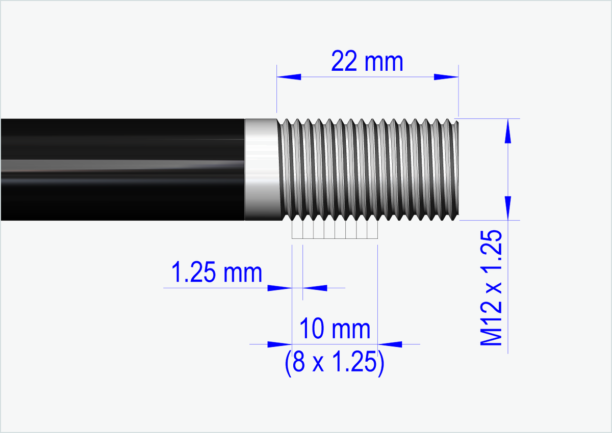 Steckachse mit Adapter Universal / M12 x 1.25