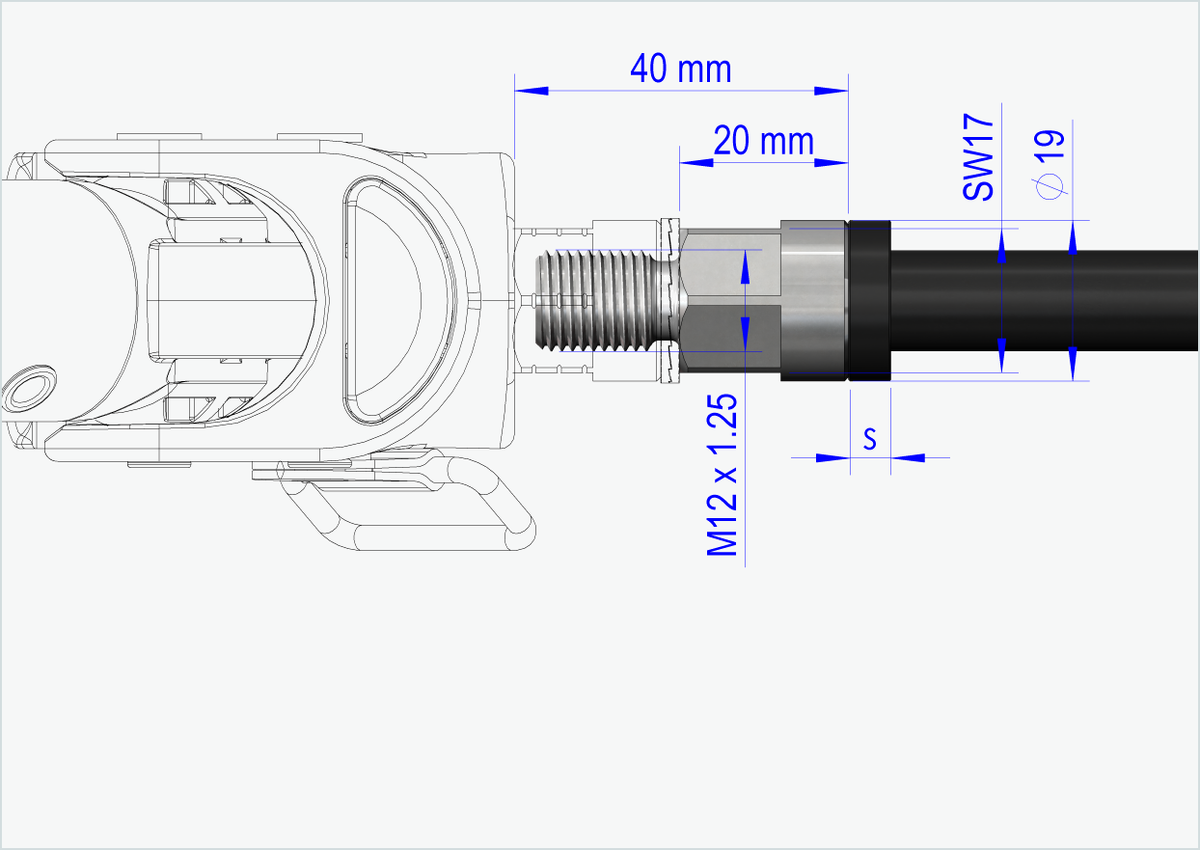 Steckachse mit Wechselsystem / M12 x 1.00