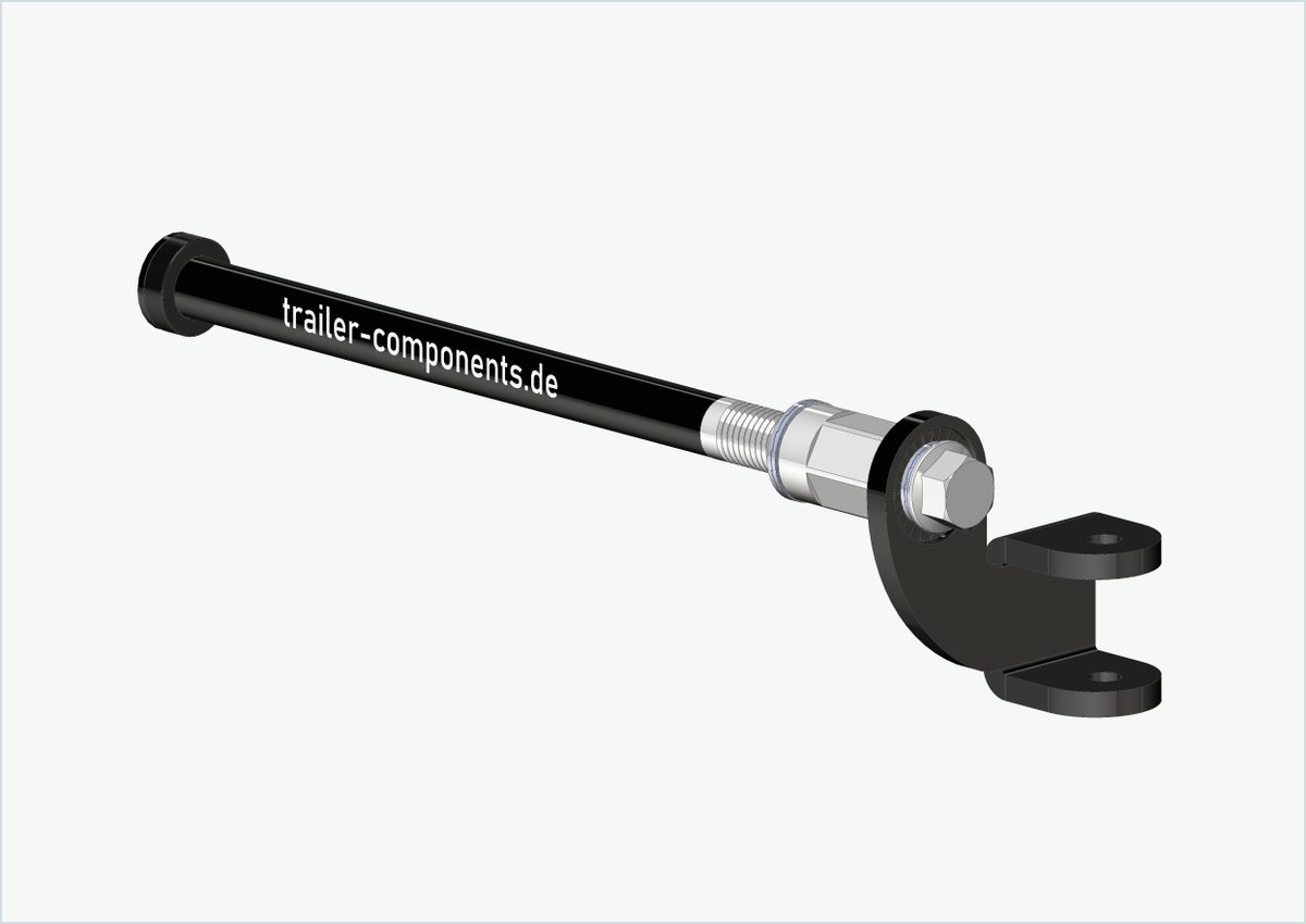 Steckachse mit Adapter Universal für ORBEA | für linkseitiges Gewinde M12 x 1.50 - passend für Thule, Qeridoo, Burley, Prophete, Hamax, Trixie u.v.a.