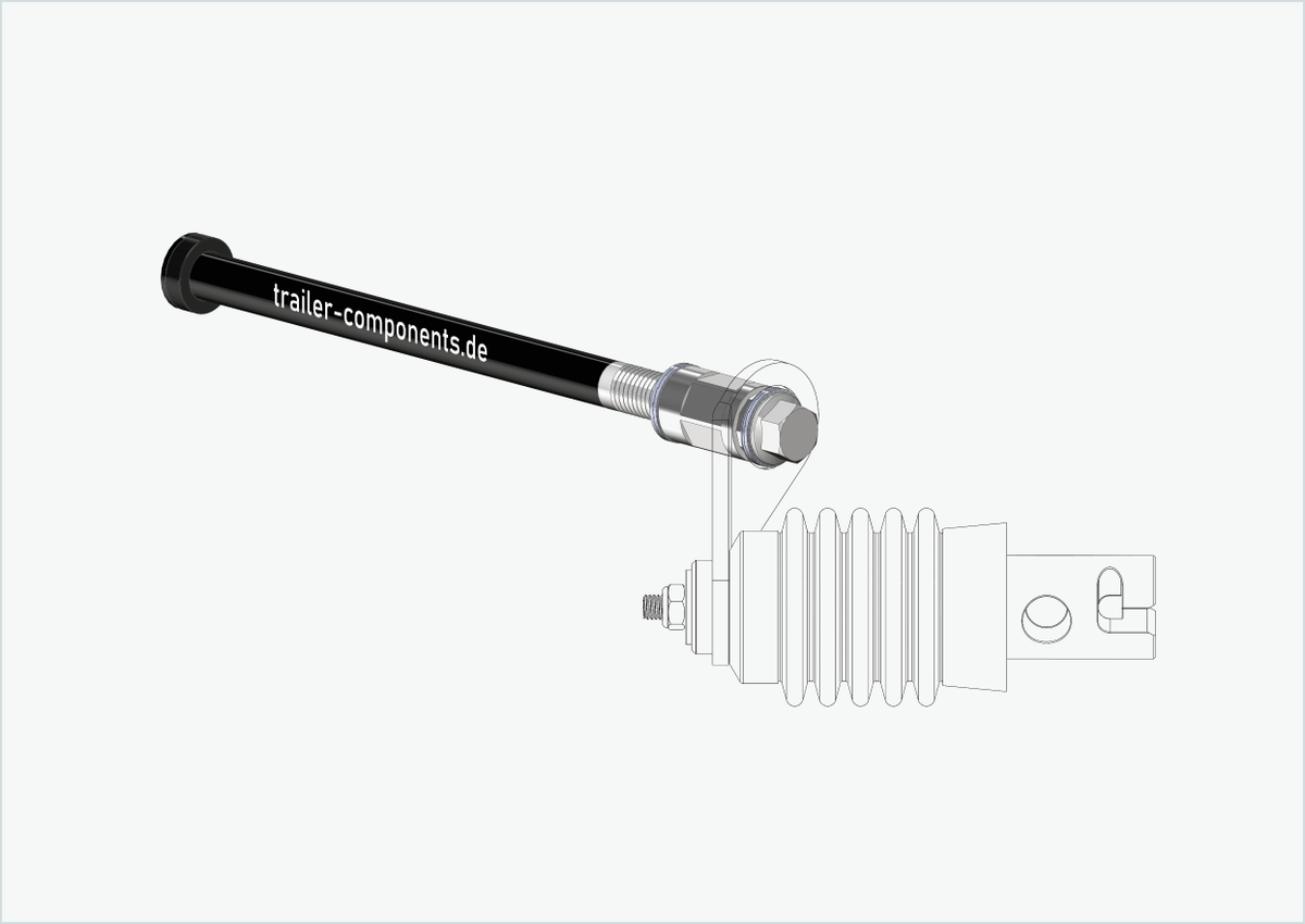 Steckachse mit Adapter Weber für TOUT TERRAIN | für linkseitiges Gewinde M12 x 1.50 - passend für Weber-Kupplungen Typ: E - EL - ES
