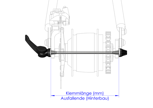 Schnellspannachse mit Adapter für Qeridoo und Leggero mit BECCO-System | Klemmlänge 143mm - 153mm